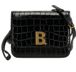 Small B Croc Embossed, Leather, Black, 528147, DB, 1*